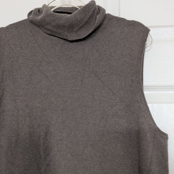 Charter Club 100% Cashmere Turtleneck Womens Size Large Brown Sleeveless Sweater - Picture 2 of 9